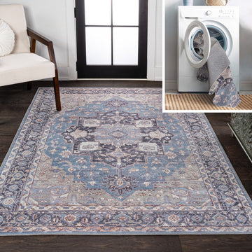 Maris Ornate Medallion Washable Area Rug
